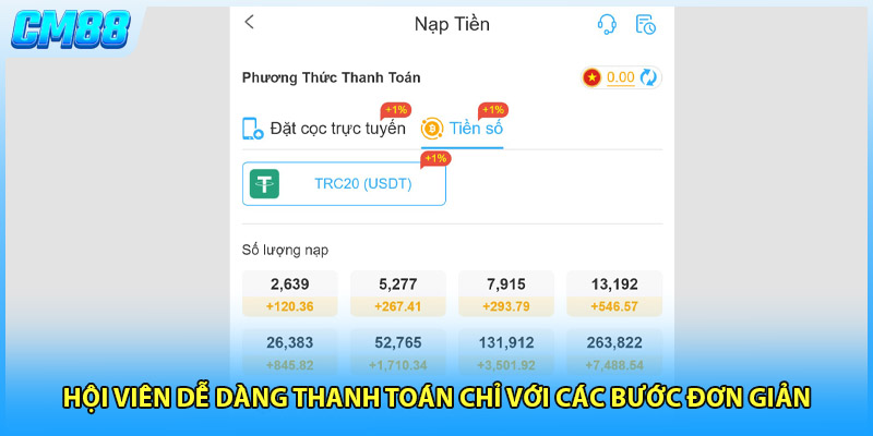 Hội viên dễ dàng thanh toán chỉ với các bước đơn giản
